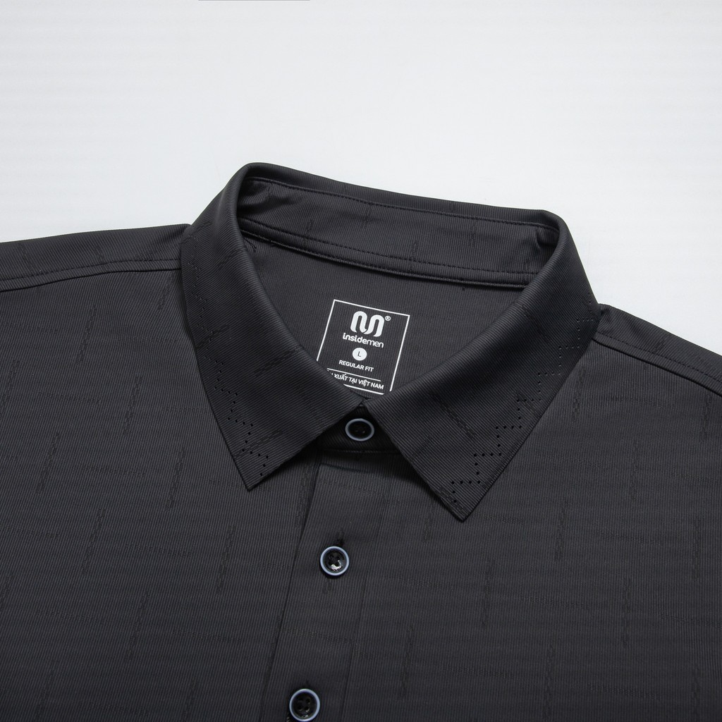 Áo Polo Nam tay ngắn Insidemen Regular Fit Polyester mặt vải trơn mát mịn thoáng khí mau khô IPS080AS1
