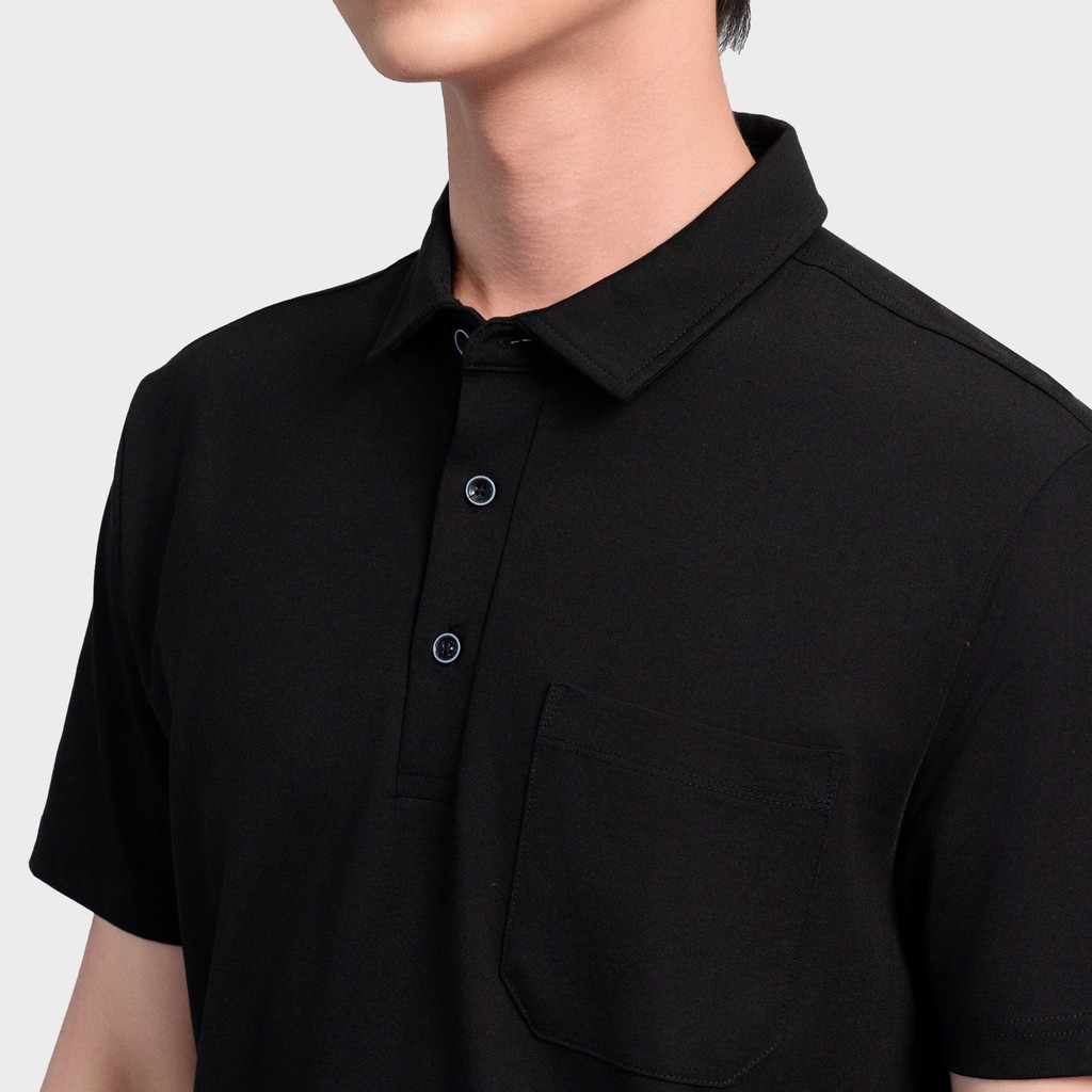 Áo Polo Nam tay ngắn Insidemen Regular cổ dệt cùng màu đen IPS124AS2