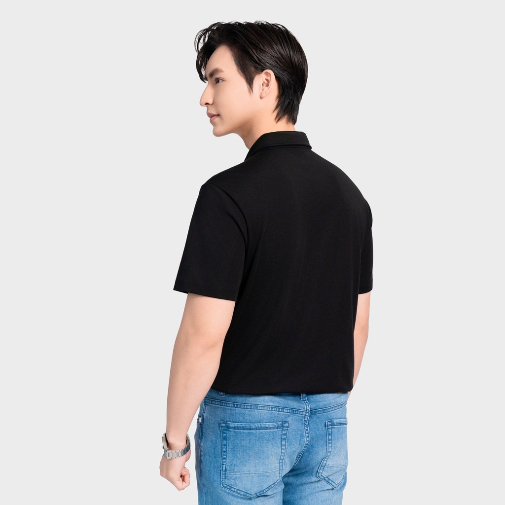 Áo Polo Nam tay ngắn Insidemen Regular cổ dệt cùng màu đen IPS124AS2