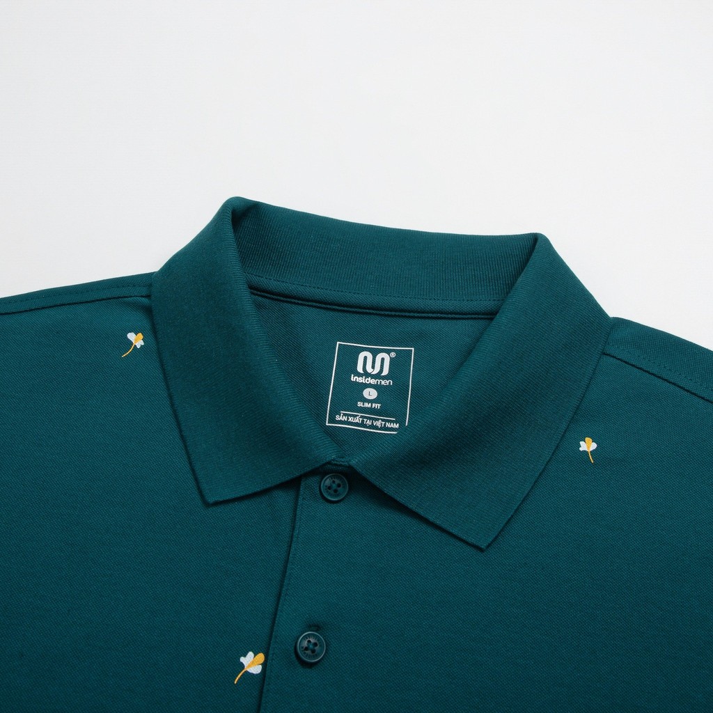 Áo Polo Nam Insidemen Slim Fit ôm nhẹ màu xanh cổ vịt  IPS168AS3