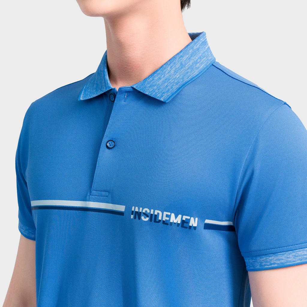 Áo Polo Nam tay ngắn màu xanh  Insidemen Slim Fit Cotton thấm hút Spandex co giãn IPS131AS2