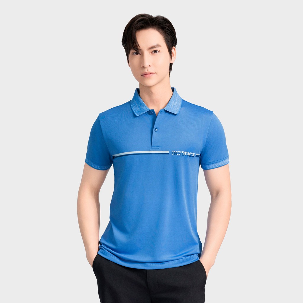 Áo Polo Nam tay ngắn màu xanh  Insidemen Slim Fit Cotton thấm hút Spandex co giãn IPS131AS2