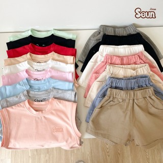 | SEUNKIDS | Quần đùi kaki bé gái bé trai phong cách Hàn Quốc quần short