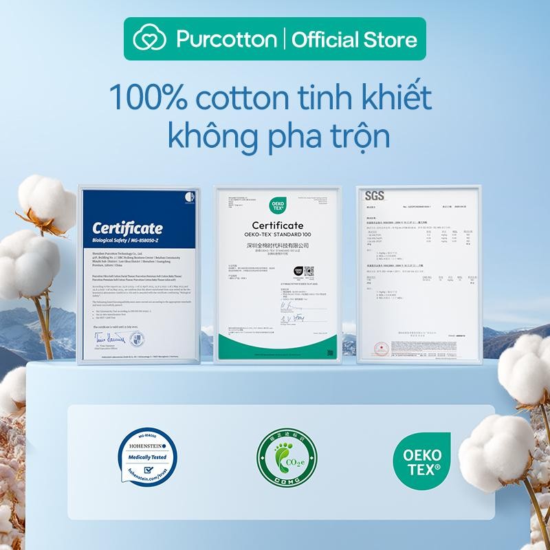 Purcotton Khăn lau mặt 100% từ cotton tự nhiên làm sáng da nhạy cảm 60 tờ x 3 gói | BigBuy360 - bigbuy360.vn