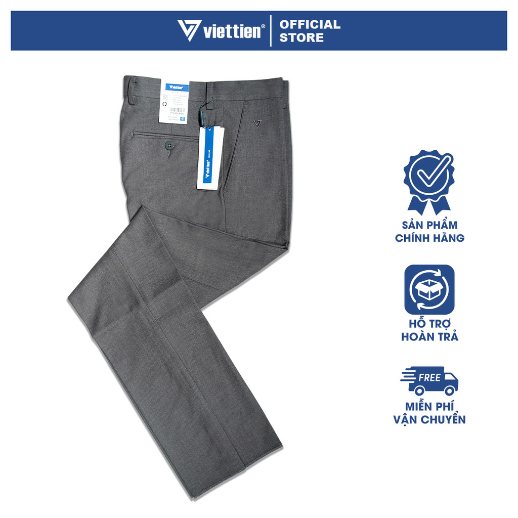 VIETTIEN SALE - Quần Tây Việt Tiến, Màu Xám Sáng, Họa Tiết Trơn, Form Regular Chất liệu Cao cấp