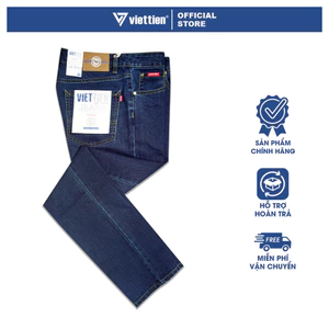 VIETTIEN SALE - Quần Jean Việt Tiến, Màu Xanh Đậm, Họa Tiết Trơn, Form Regular Chất liệu Cao cấp