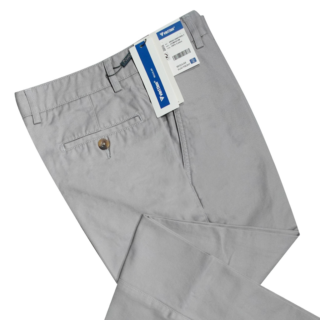 VIETTIEN SALE - Quần Khaki Việt Tiến, Màu Xám, Họa Tiết Trơn, Form Regular Chất liệu Cao cấp