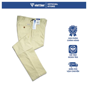 VIETTIEN SALE - Quần Khaki Việt Tiến, Màu Ivory, Họa Tiết Trơn, Form Regular Fit Chất liệu Cao cấp
