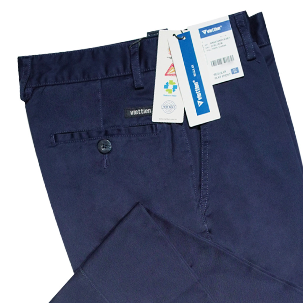 VIETTIEN SALE - Quần Khaki Việt Tiến, Xanh Đen, Họa Tiết Trơn, Form Regular Chất liệu Cao cấp