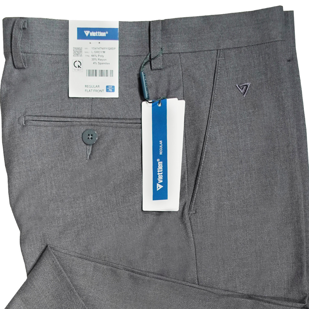 VIETTIEN SALE - Quần Tây Việt Tiến, Màu Xám Sáng, Họa Tiết Trơn, Form Regular Chất liệu Cao cấp
