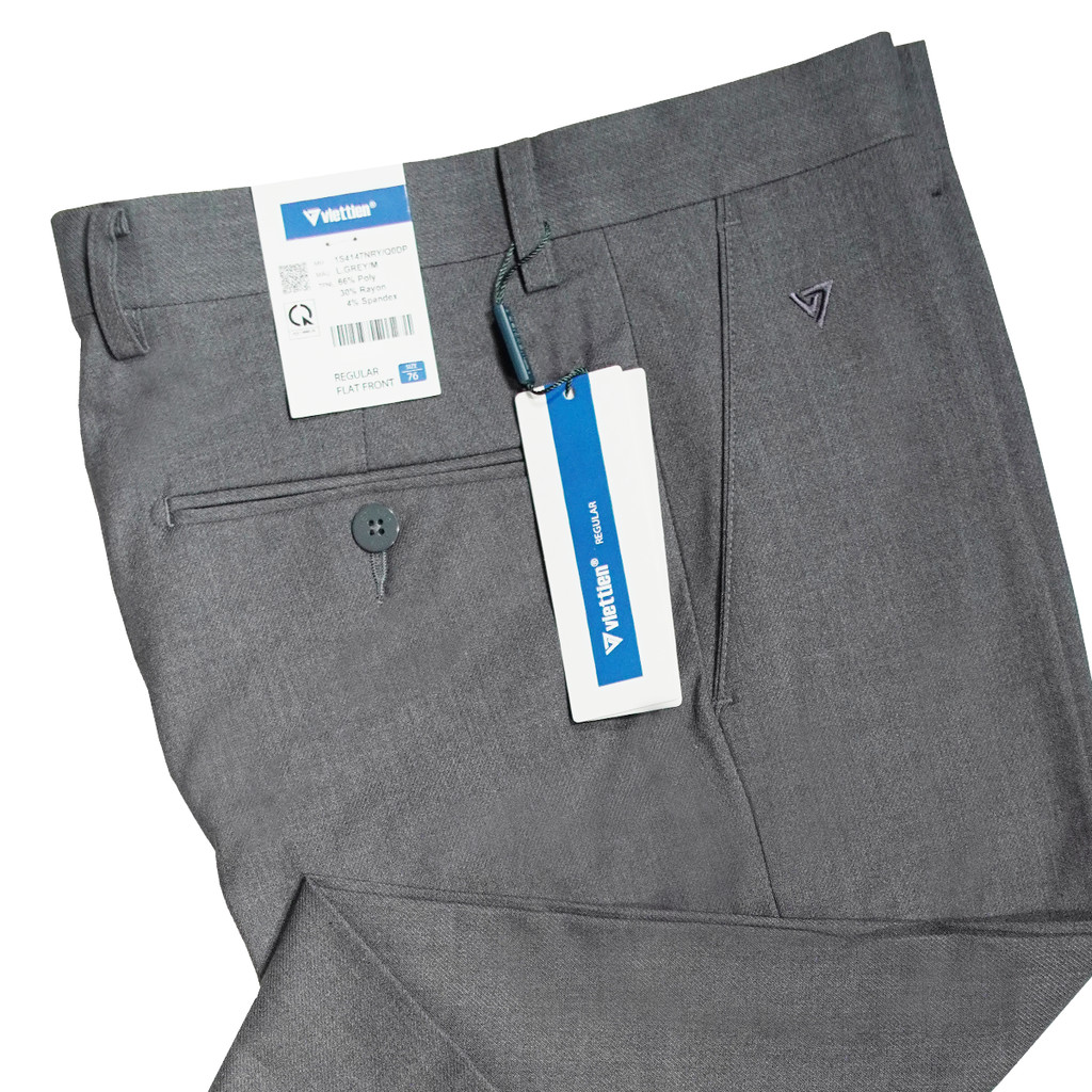 VIETTIEN SALE - Quần Tây Việt Tiến, Màu Xám Sáng, Họa Tiết Trơn, Form Regular Chất liệu Cao cấp