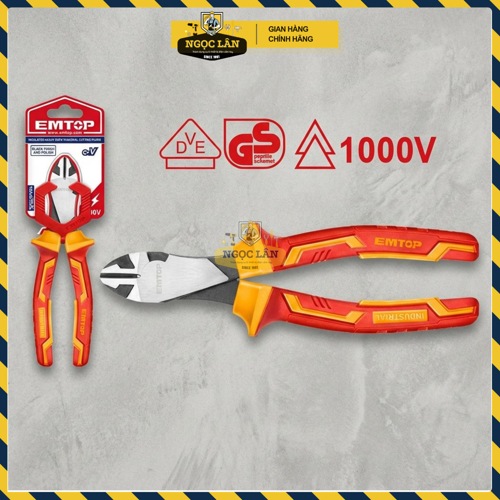 Kìm Cắt Cách Điện EMTOP 7"/180mm, 1000V