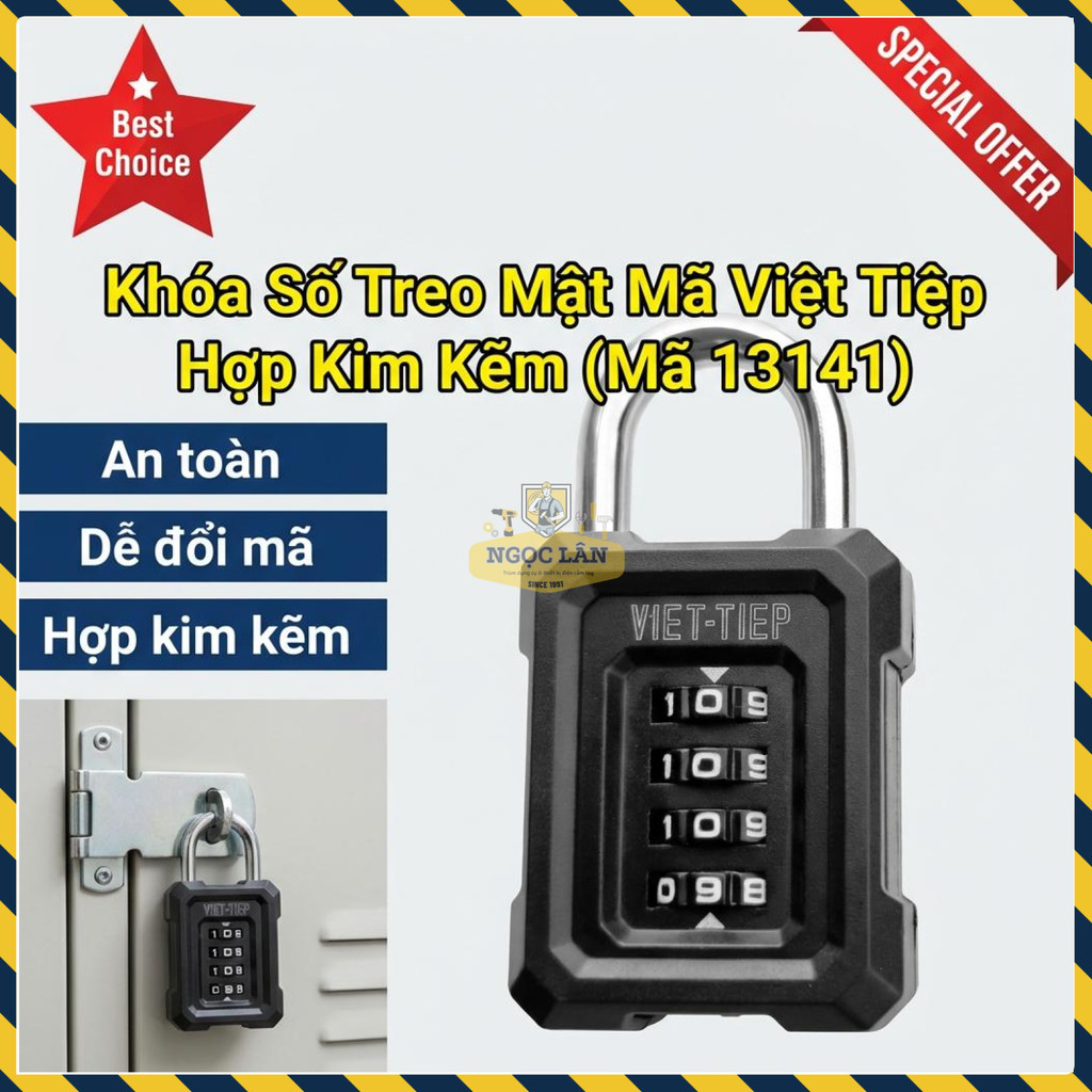 [Chính hãng] Khóa Số Treo Mật Mã Việt Tiệp Hợp Kim Kẽm Cao Cấp (Mã 13141)