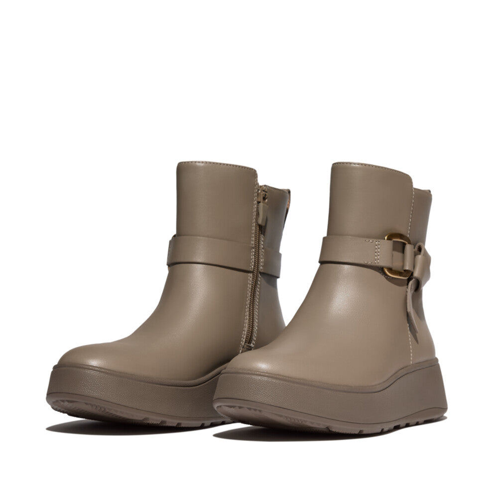 Giày Boots Nữ F-Mode Square-Ring Leather Flatform
