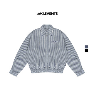 Áo Khoác Levents Striped Boxy Khaki Jacket Poly Pha Cotton Cứng Cáp