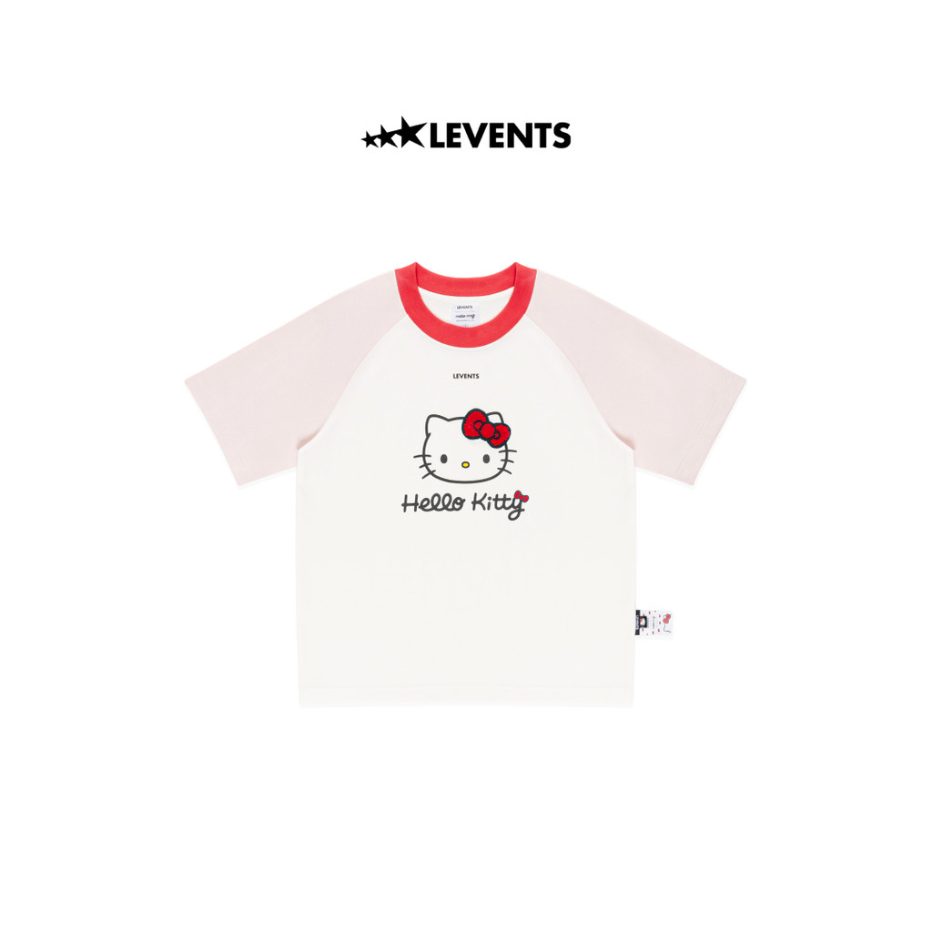 Levents® x Hello Kitty | Áo Thun Regular Icon Raglan Regular Tee/ White 100% Cotton T-shirt