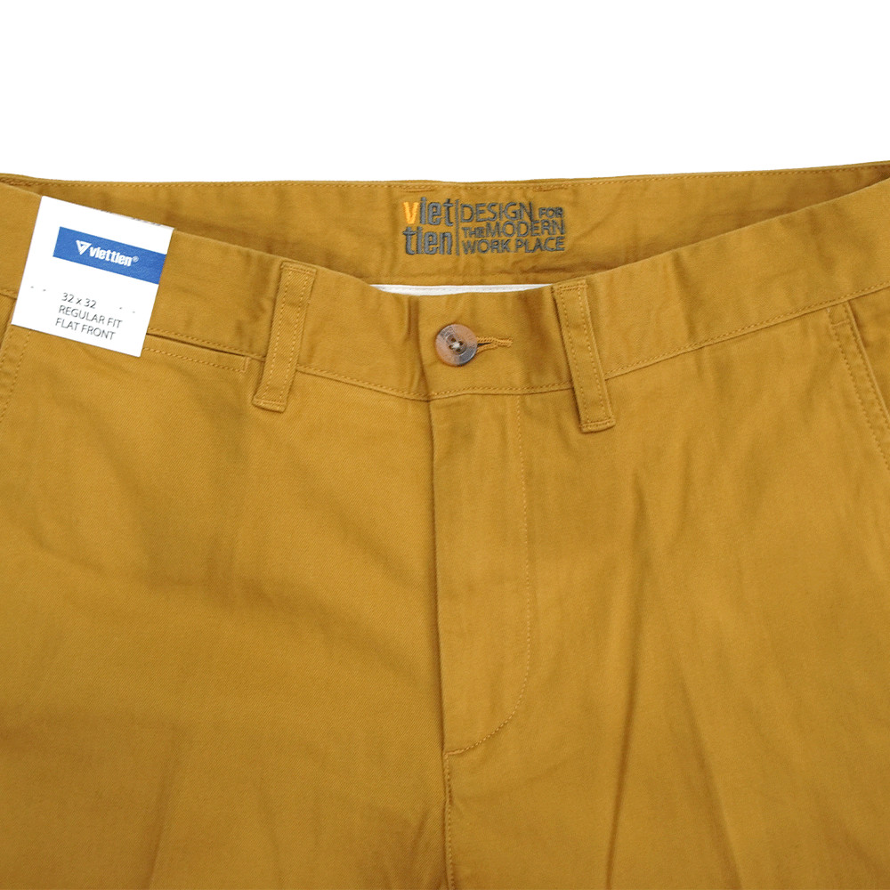VIETTIEN SALE - QUẦN KAKI VIETTIEN, Màu Vàng, Họa Tiết Trơn, Form Regular Fit, không ly Chất liệu cao cấp