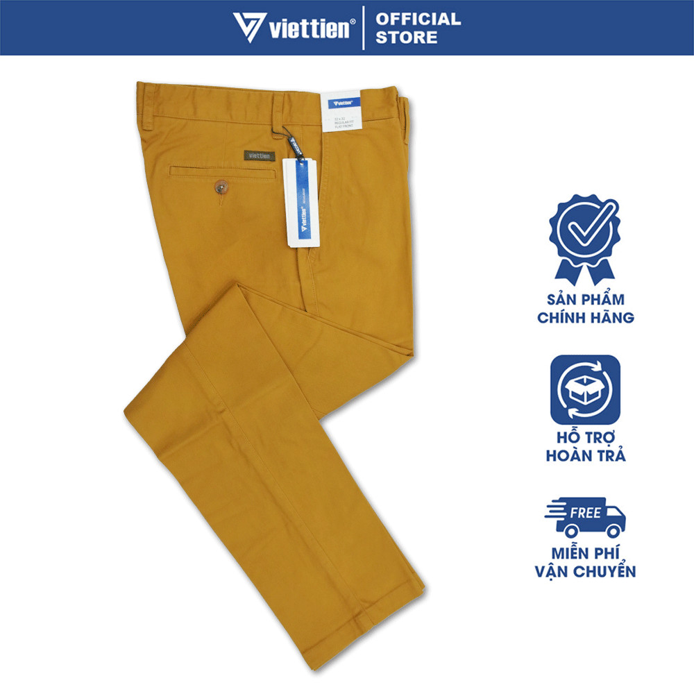 VIETTIEN SALE - QUẦN KAKI VIETTIEN, Màu Vàng, Họa Tiết Trơn, Form Regular Fit, không ly Chất liệu cao cấp