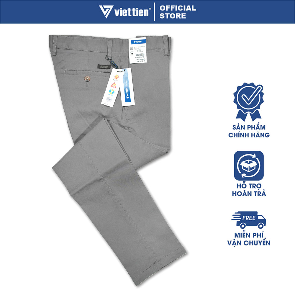 VIETTIEN SALE - QUẦN KAKI VIETTIEN, Màu Xám Đậm, Họa Tiết Trơn, Form Regular Fit, không ly Chất liệu cao cấp