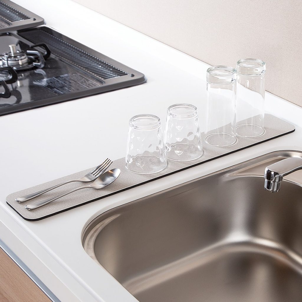 NITORI Thảm Thấm Hút Nước Diatomite P 10x60cm Màu Xám Nhạt | BigBuy360 - bigbuy360.vn