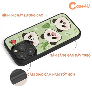 Ốp Lưng Cho iPhone Samsung, Ốp Cứng Viền Dẻo Hình Gấu Trúc Xanh Cute Kawaii, Panda Sweet