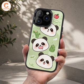 Ốp Lưng Cho iPhone Samsung, Ốp Cứng Viền Dẻo Hình Gấu Trúc Xanh Cute Kawaii, Panda Sweet