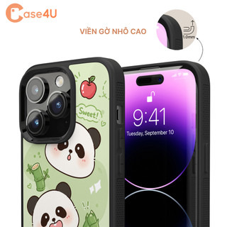Ốp Lưng Cho iPhone Samsung, Ốp Cứng Viền Dẻo Hình Gấu Trúc Xanh Cute Kawaii, Panda Sweet