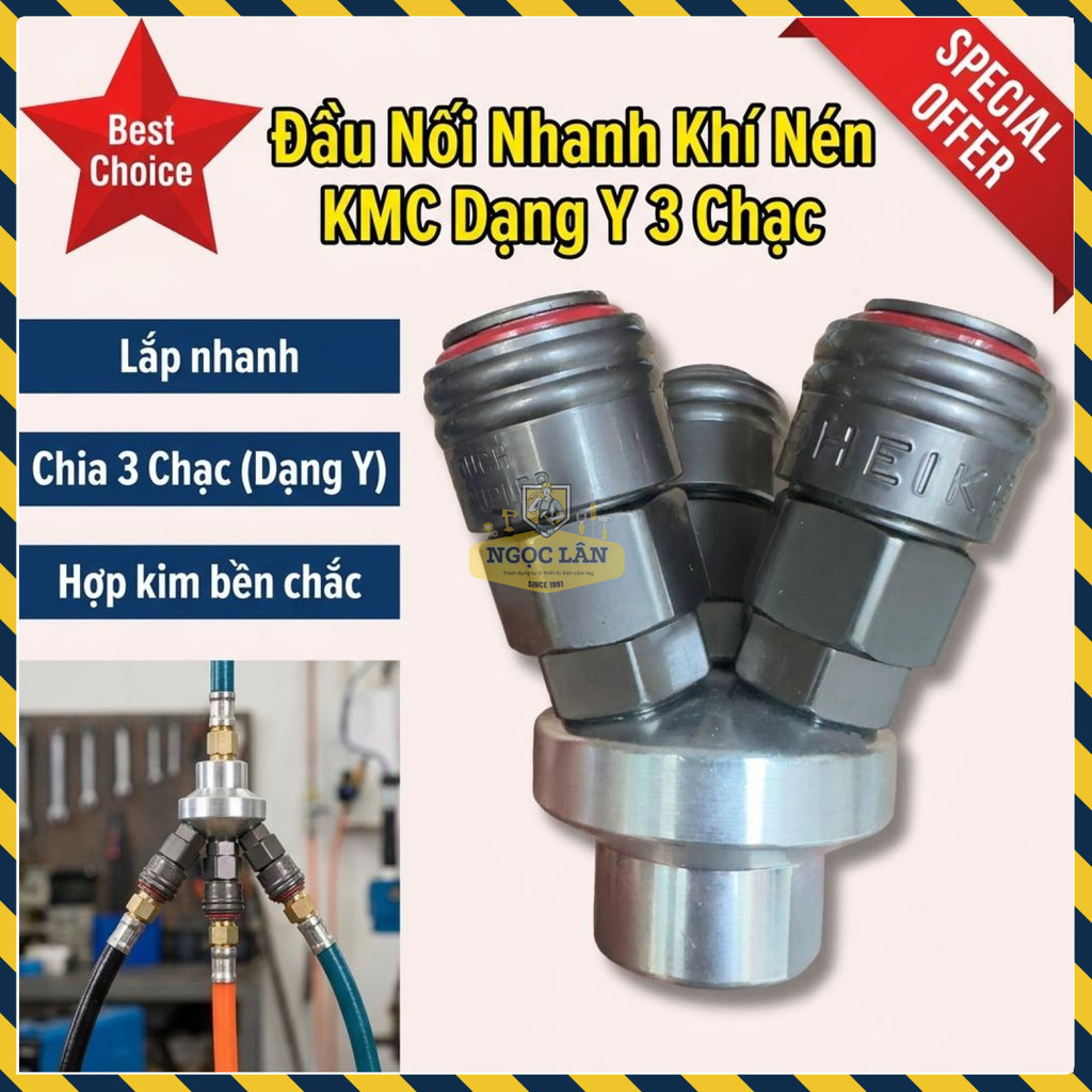 [Nội Địa Trung] Bộ Đầu Nối Nhanh Khí Nén Heike Kiểu Y Chia 3 Chạc - Kết Nối Ống Hơi Công Nghiệp