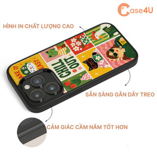 Ốp Lưng Cho iPhone Samsung, Ốp Cứng Viền Dẻo In Hình Hoạt Hình Dễ Thương Chill Vibes Collage Retro