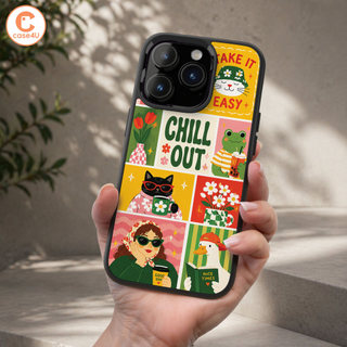 Ốp Lưng Cho iPhone Samsung, Ốp Cứng Viền Dẻo In Hình Hoạt Hình Dễ Thương Chill Vibes Collage Retro