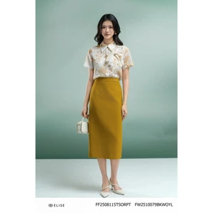 Jupe bút chì vàng đính thanh Elise thiết kế Elise mã sản phẩm FW2510079BKWOYL
