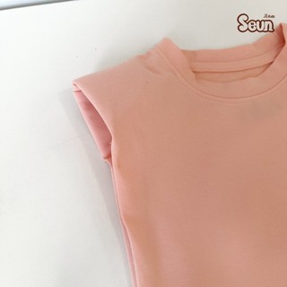 | SEUNKIDS | Áo thun sát tay độn vai bé gái bé trai cotton 4 chiều áo phông áo ba lỗ