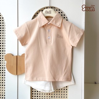 | SEUNKIDS | Áo thun polo bé trai bé gái cotton 4 chiều áo phông áo thun áo có tay