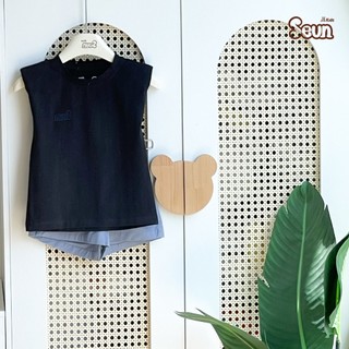 | SEUNKIDS | Áo thun sát tay độn vai bé gái bé trai cotton 4 chiều áo phông áo ba lỗ