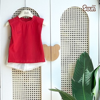 | SEUNKIDS | Áo thun sát tay độn vai bé gái bé trai cotton 4 chiều áo phông áo ba lỗ