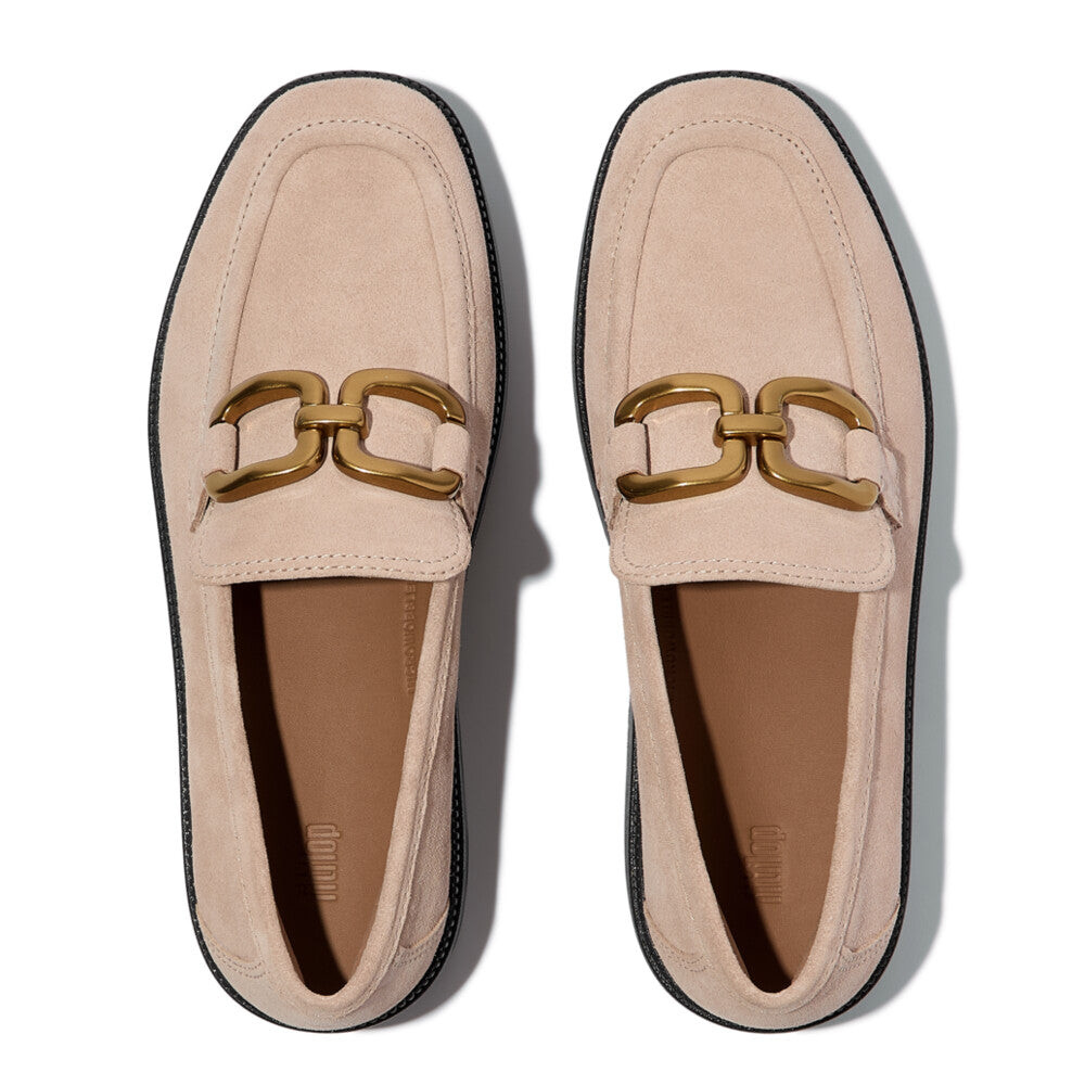 Giày Loafer Nữ F-LUMA SQUARE-CHAIN SUEDE DEMI-WEDGE E3U-B41