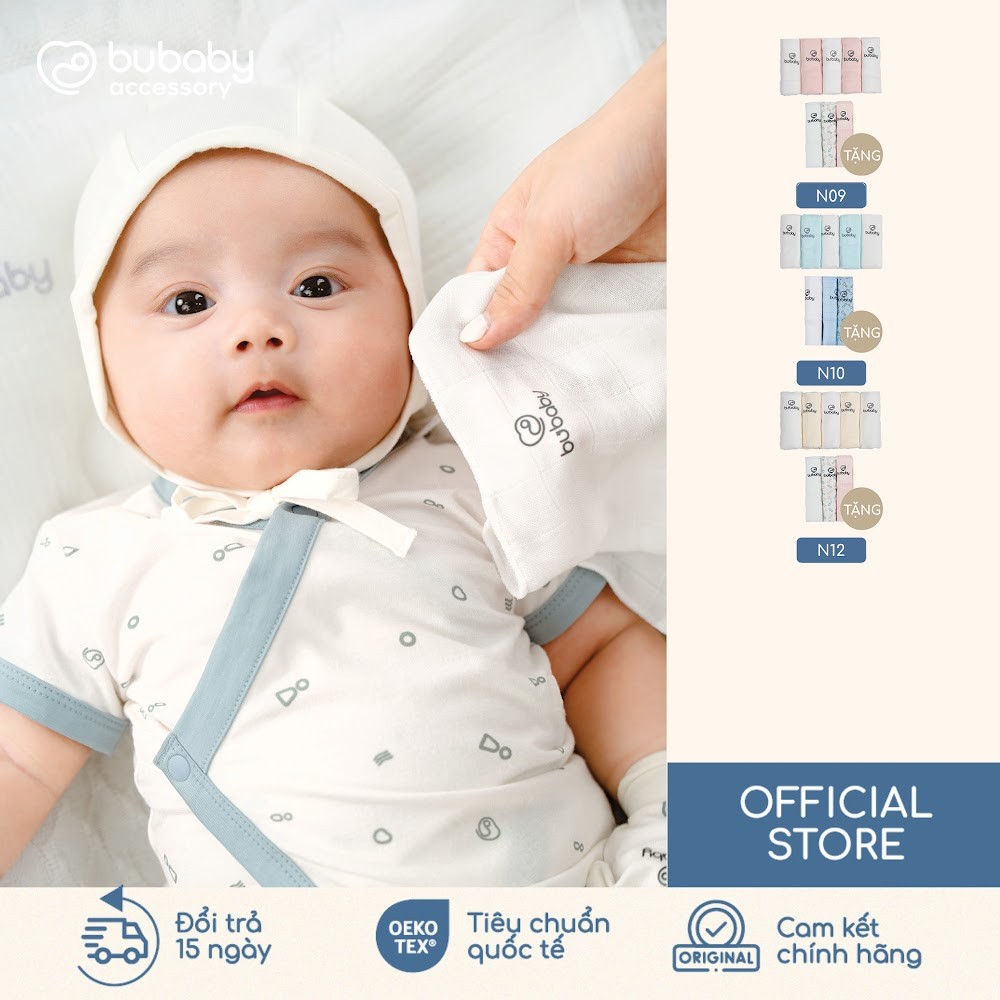 [MUA 5 TẶNG 3] Khăn sữa muslin Pack 5 BU Baby, Khăn xô siêu mềm mại thấm hút không xù | ABM050001