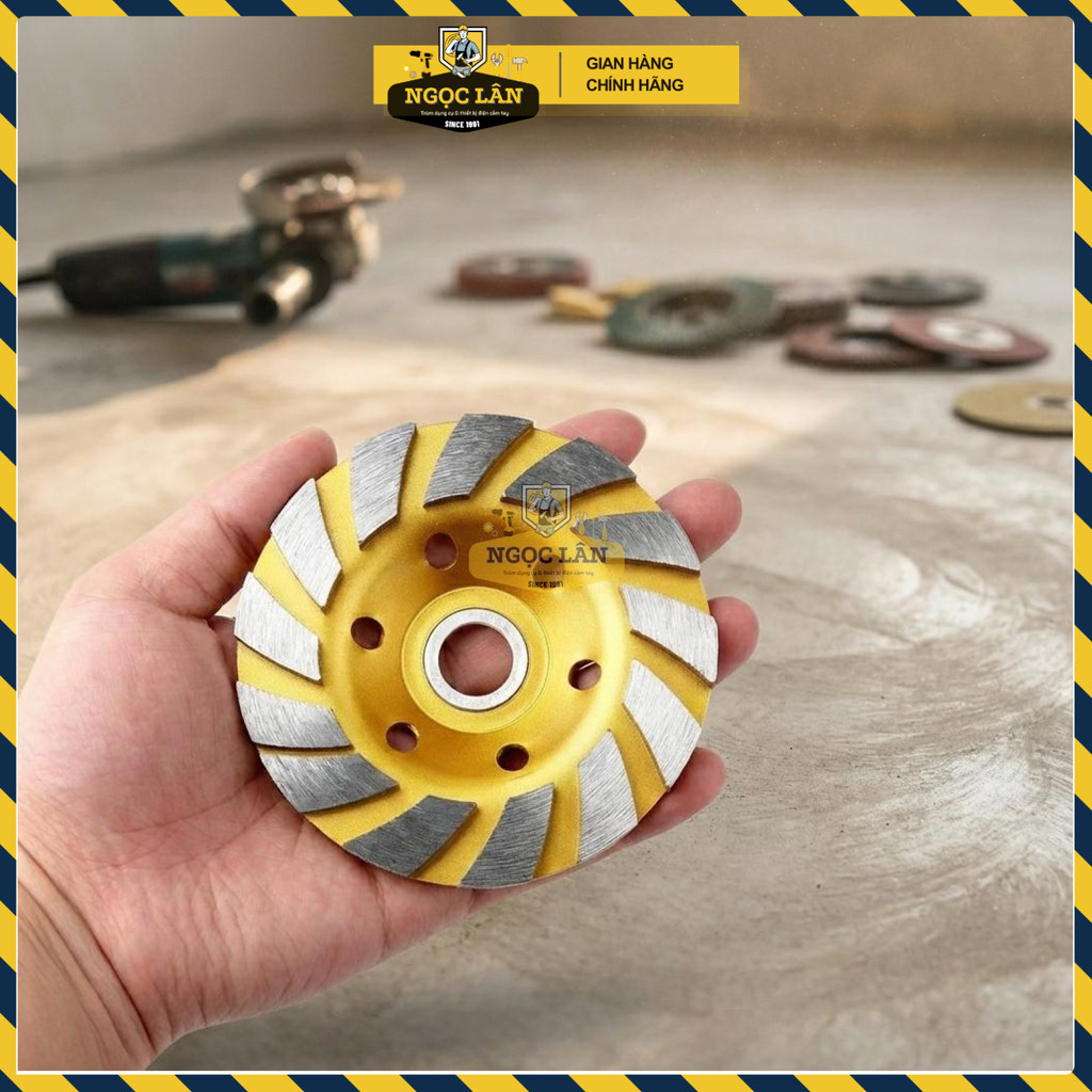 Chén Mài Đá Bê Tông Super Unik 100mm, 12 Lưỡi Hợp Kim, Chuyên Dùng Phá Nhám Sàn Dày Bền Bỉ.