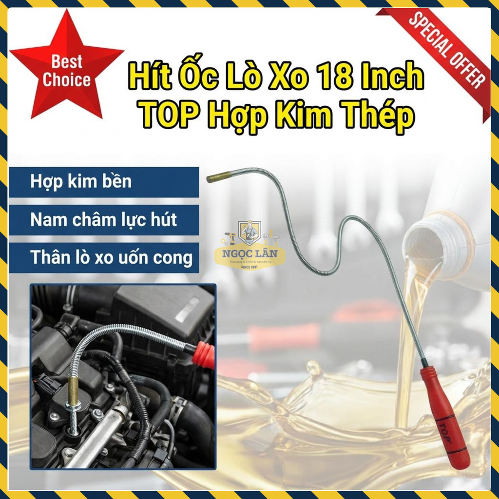 [Chính hãng] Dụng Cụ Hít Ốc Lò Xo 18 Inch TOP Thân Uốn Cong Nam Châm Hút Vật Kim Loại Trong Góc Hẹp
