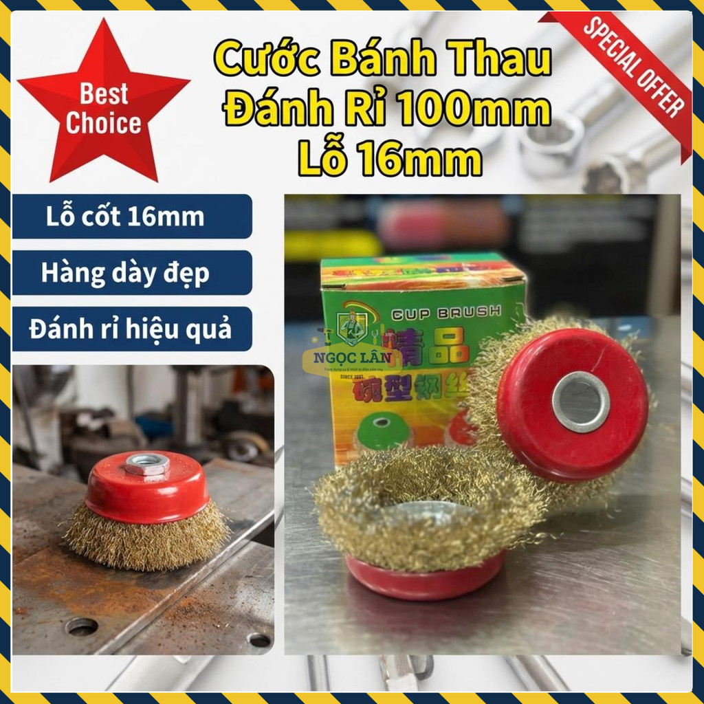 [Combo 10 chén] Cước Bánh Thau Chà Sắt Đánh Rỉ 100mm Lỗ 16mm Dày Đẹp