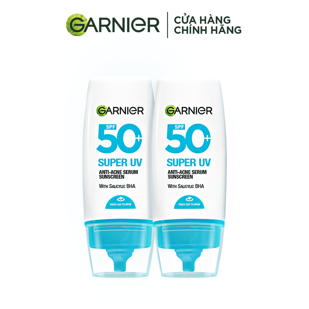 Bộ 2 Kem Chống Nắng Garnier Phổ Rộng 12h Kiềm Dầu & Hỗ Trợ Giảm Mụn SPF 50+PA++++ 30mlX2 - Kit