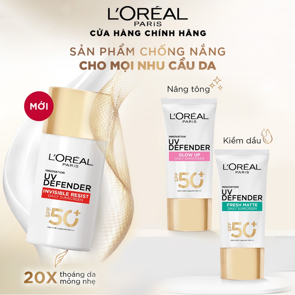 VB _ Bộ 2 Sữa Chống Nắng Phổ Rộng Vô Hình Thoáng Da, Kháng Mọi Tác Động Invisible SPF 50+ PA++++ L’Oreal Paris 50ml