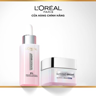 VB_ Bộ chăm sóc dưỡng sáng da, mờ thâm Serum Glycolic melasyl 8% 30ml & Kem đêm Glycolic Bright L'Oreal Paris 50ml
