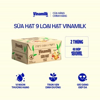 Combo 2 Thùng Sữa hạt 9 loại hạt Vinamilk 180ml ít đường - 24 hộp/thùng