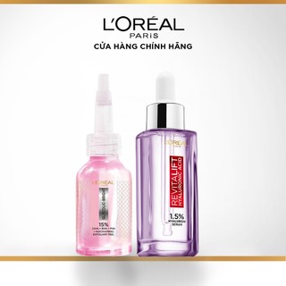 VB_ Bộ dưỡng chất peel sáng da làm sạch tế bào da chết Peel 25ml & Serum siêu cấp ẩm 1.5% HA L'Oréal Paris 30ml