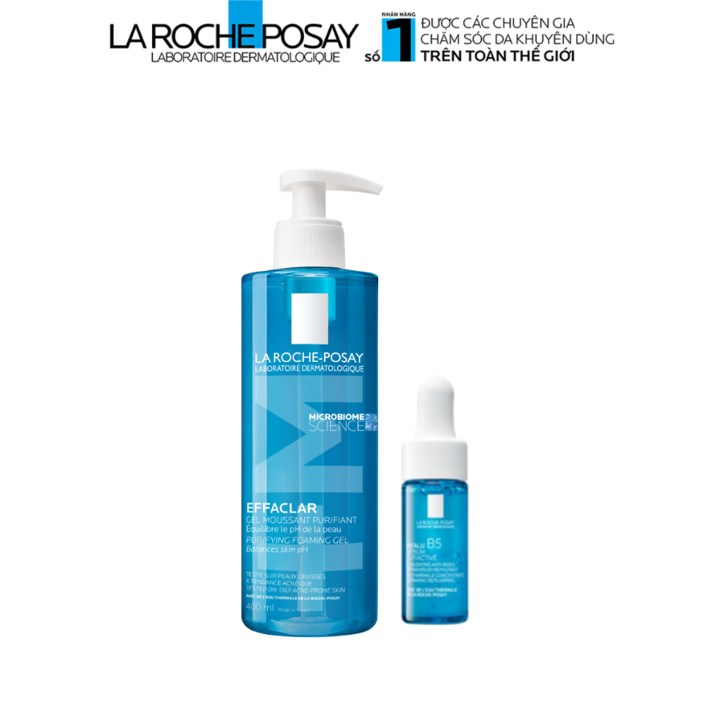 [VB HO Hyalu] Bộ sản phẩm dưỡng ẩm và gel rửa mặt tạo bọt làm sạch La Roche-Posay Effaclar Purifying Foaming Gel 400ml