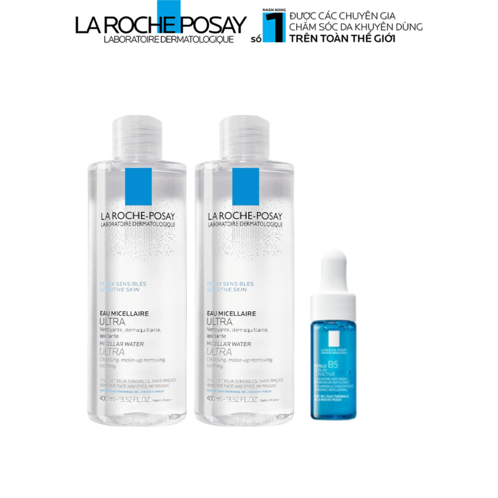 [VB HO Hyalu] Bộ dưỡng ẩm và bộ đôi tẩy trang da nhạy cảm La Roche-Posay Micellar Water Sensitive Skin 400ml