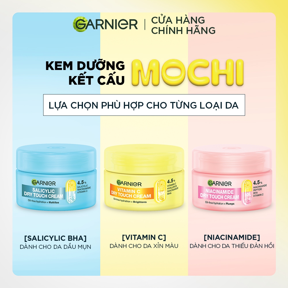 MỚI! Bộ 2 kem dưỡng ẩm Garnier kết cấu ráo mịn như Mochi cấp ẩm 48H cho da căng mịn - Garnier Dry Touch Cream 50ml