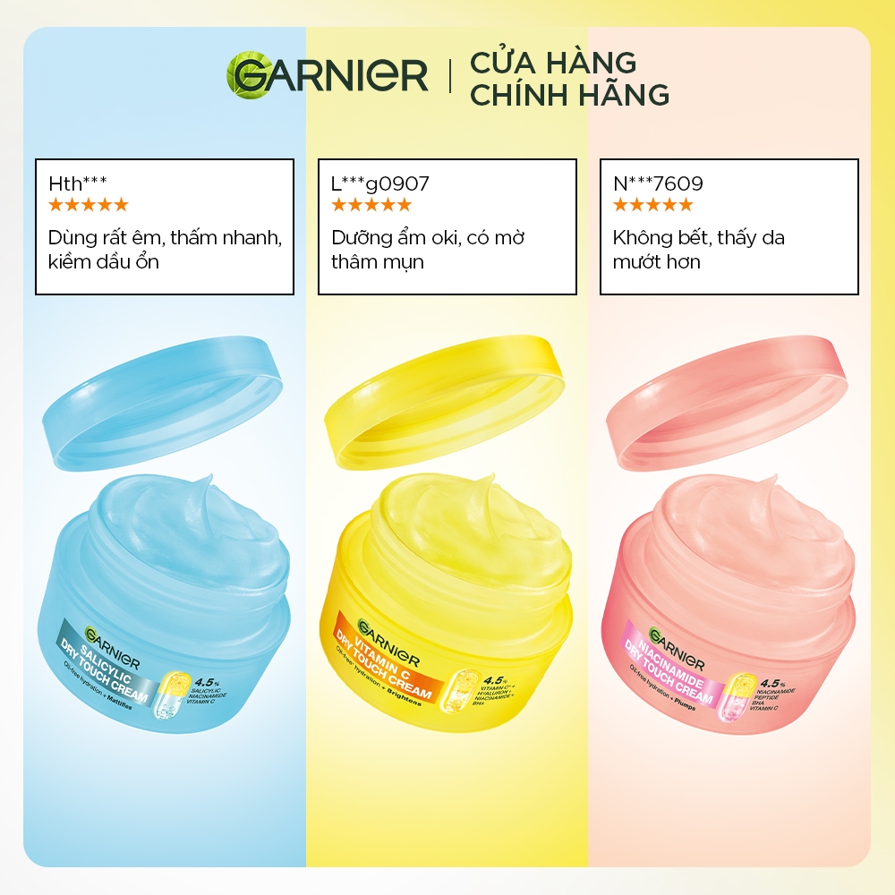 MỚI! Bộ 2 kem dưỡng ẩm Garnier kết cấu ráo mịn như Mochi cấp ẩm 48H cho da căng mịn - Garnier Dry Touch Cream 50ml