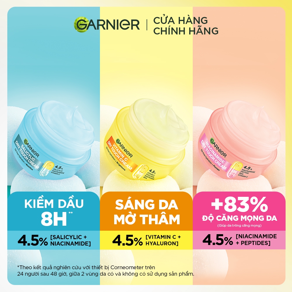 MỚI! Bộ 2 kem dưỡng ẩm Garnier kết cấu ráo mịn như Mochi cấp ẩm 48H cho da căng mịn - Garnier Dry Touch Cream 50ml